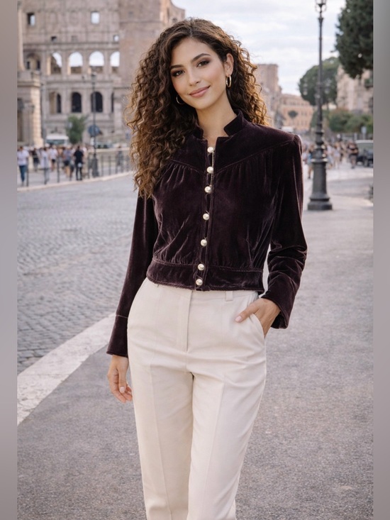 S & D Jackets & Blazers - S & D Elegant Velvet Jacket in Rich Purple Sz L